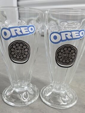 Clear Glass Dessert Cups with Oreo Logo - Set of 2